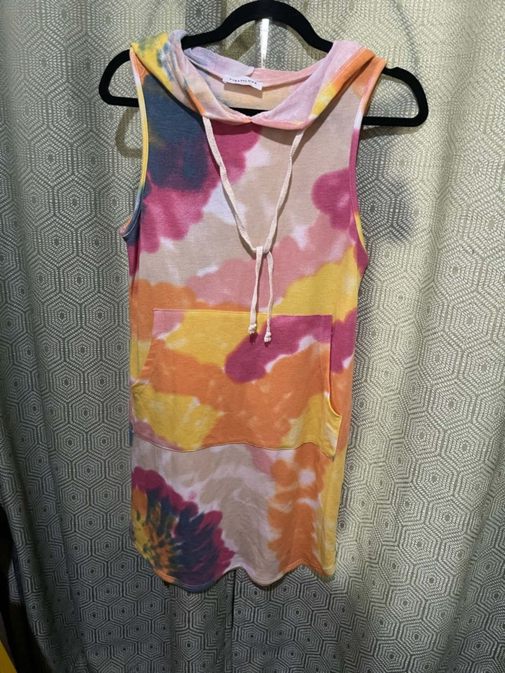 Sleeveless Tie-Dye Hoodie Dress - Pink Yellow Orange NWOT